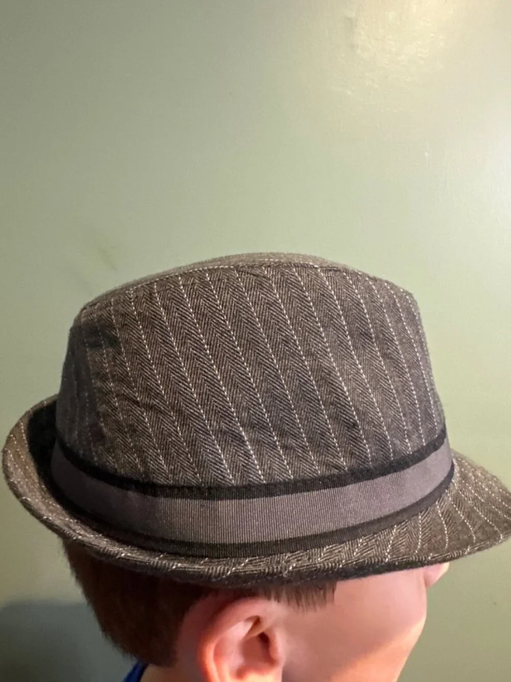 Peace Est. 1989 Kids Gray Herringbone Fedora Trilby Hat Youth M 7-1/8 Eagle